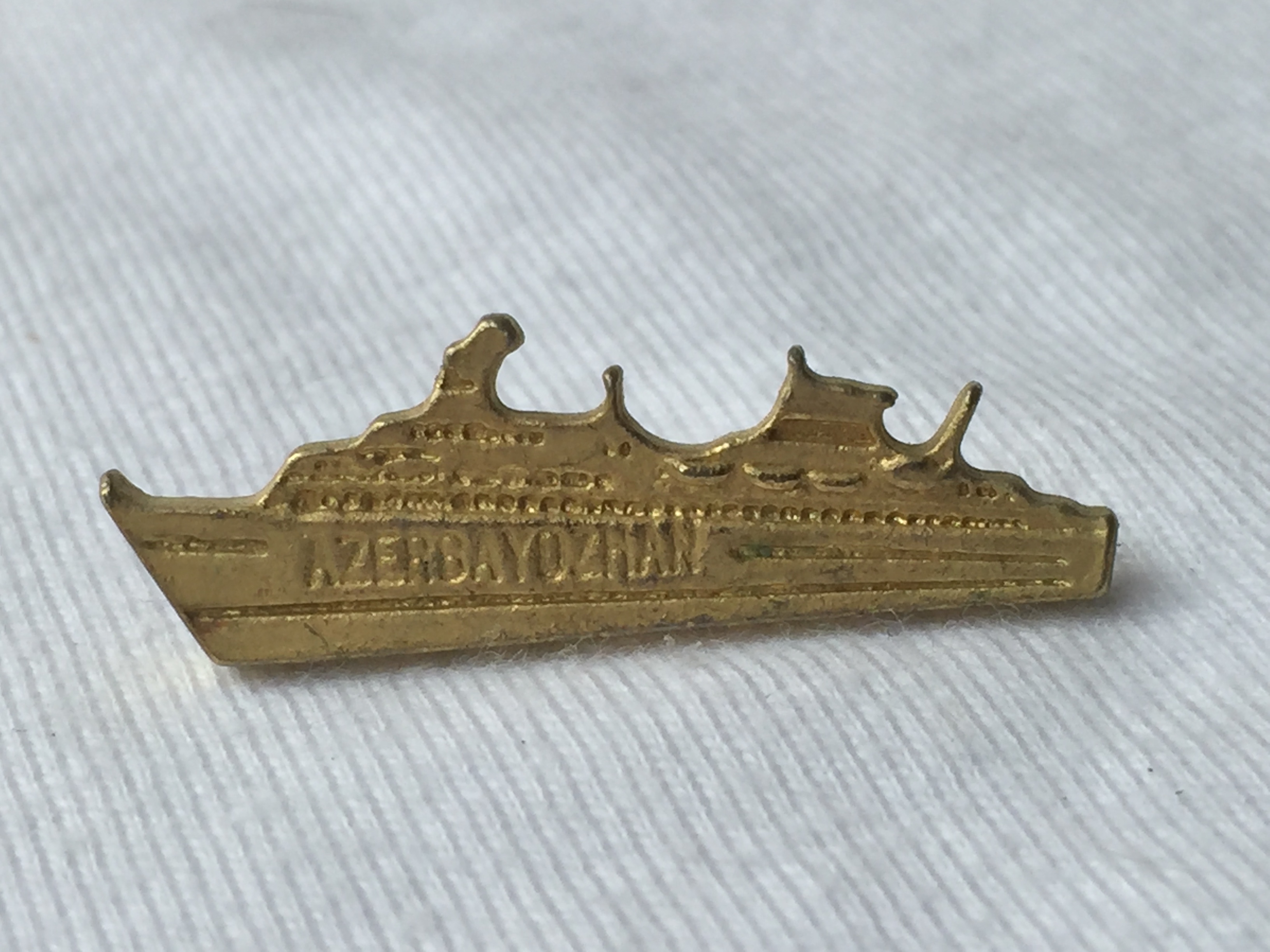 SHIP SHAPE LAPEL PIN FROM THE SEA CROSSING VESSEL AZERBAIJAN